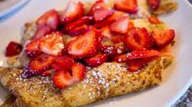 Fresh Strawberry Crepes.
